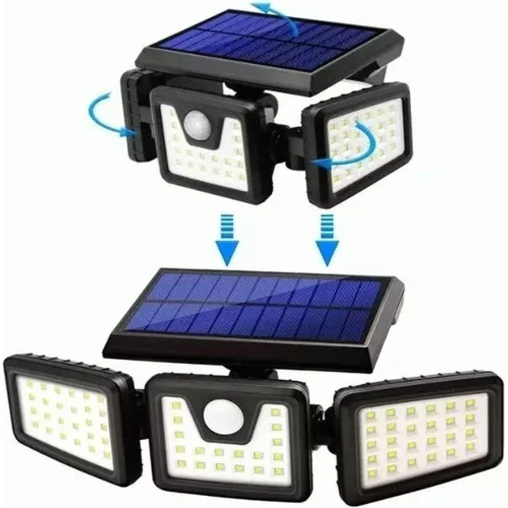 Pack 3 Lampara triple foco solar aplique